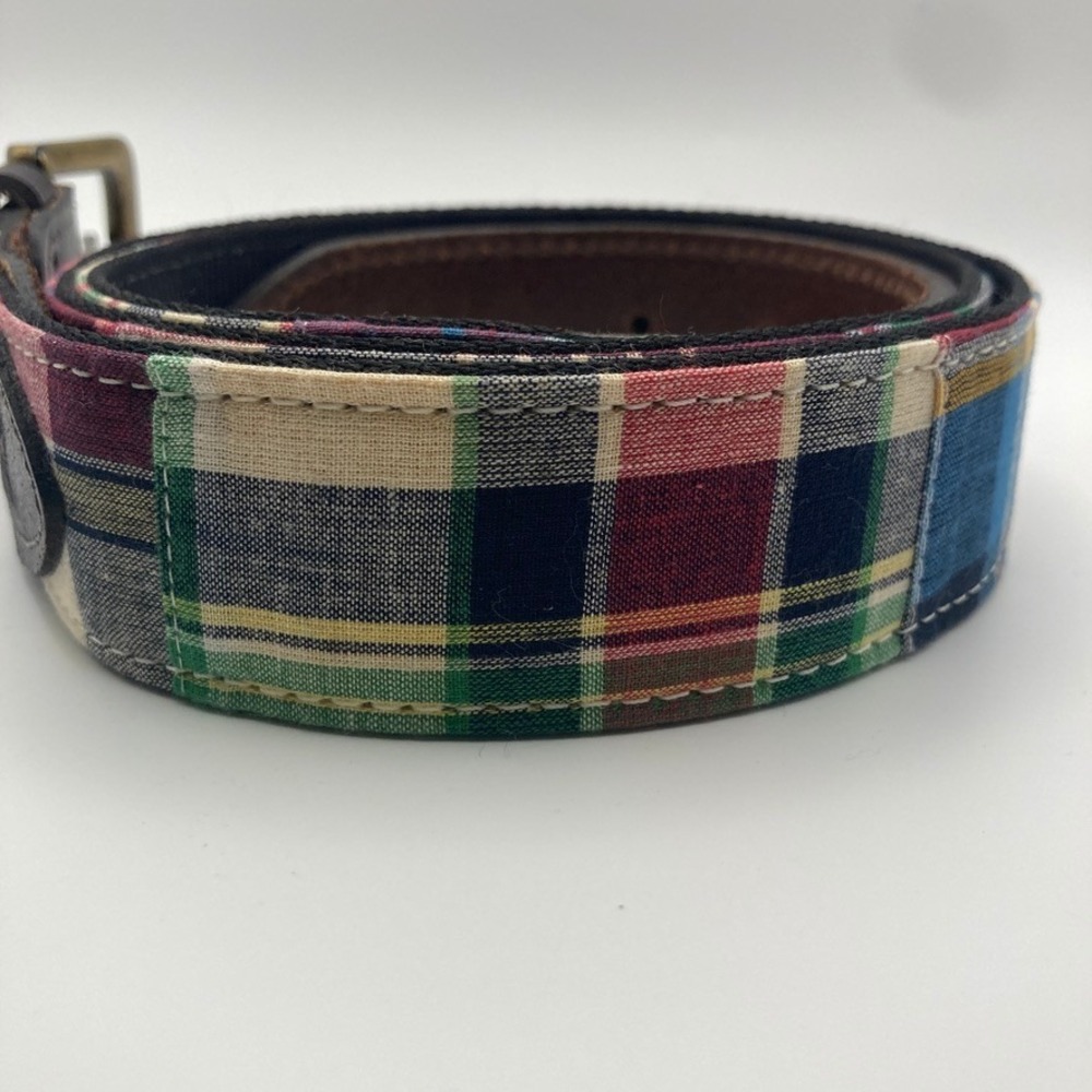Castaway Nantucket Mens Tartan Plaid Belt 42 Made in USA Coastal Preppy Nautical